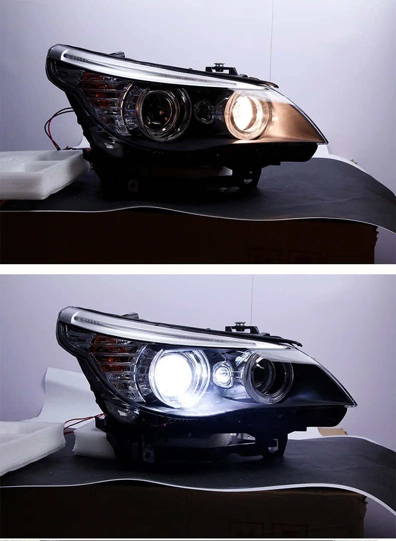 2 pcs Headlight assembly for BMW 5 series E60 523 530 Angel eyes xenon headlamps car accessories