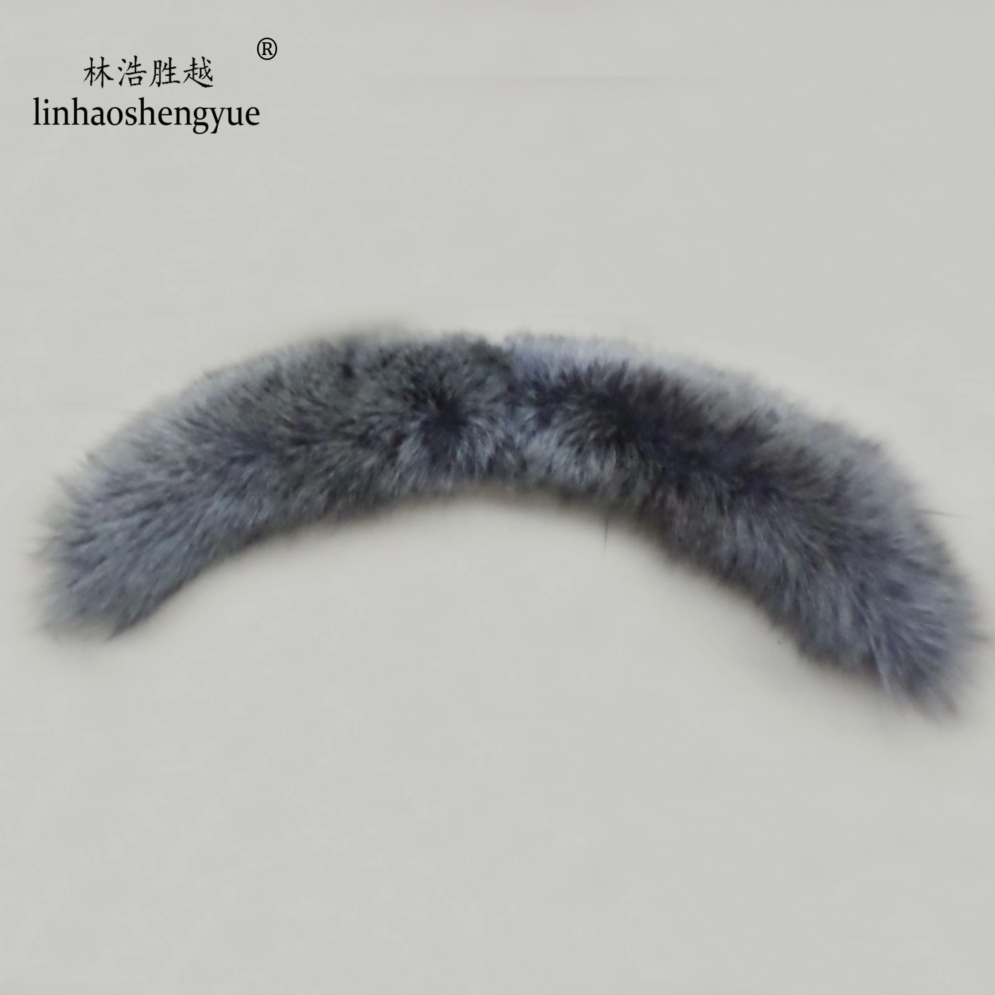 Linhaoshengyue-Silver Fox Fur Collar, Long Horns, Real Fox, 80cm