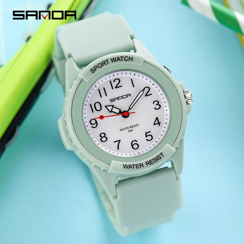 SANDA Relogio Masculino Fashion Casual Mens Watches Simple Letters Casual Resin Waterproof Quartz Wristwatches Man Clock 6018