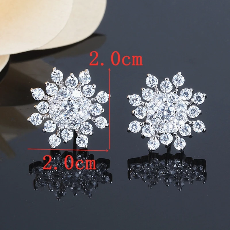 Korean Fashion Jewelry Exquisite Rhinestone Crystal Christmas Snowflake Flower Earrings Wholesale Boucles d'oreilles Oorbellen