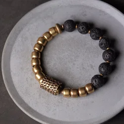 wholesale items Copper Charm Rock Lava Stone Bracelet Tribal Minimalist Street Marvel Dark Strand Anniversary Gift for Him Her