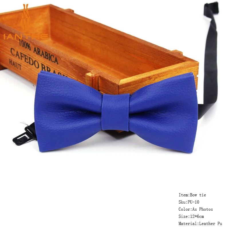 Hoge Kwaliteit Mannen Pu Patroon Lederen Ties Vlinder Wedding Party Bowtie Effen Kleur Rood Blauw Zwarte Vlinderdas vlinder