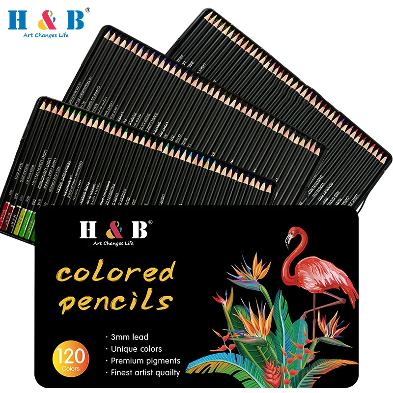 72/120 Colors Professional Oil Colored Pencil Set Iron Box Colored Colour Drawing Pencil Lapices De Colores School Art Supplies