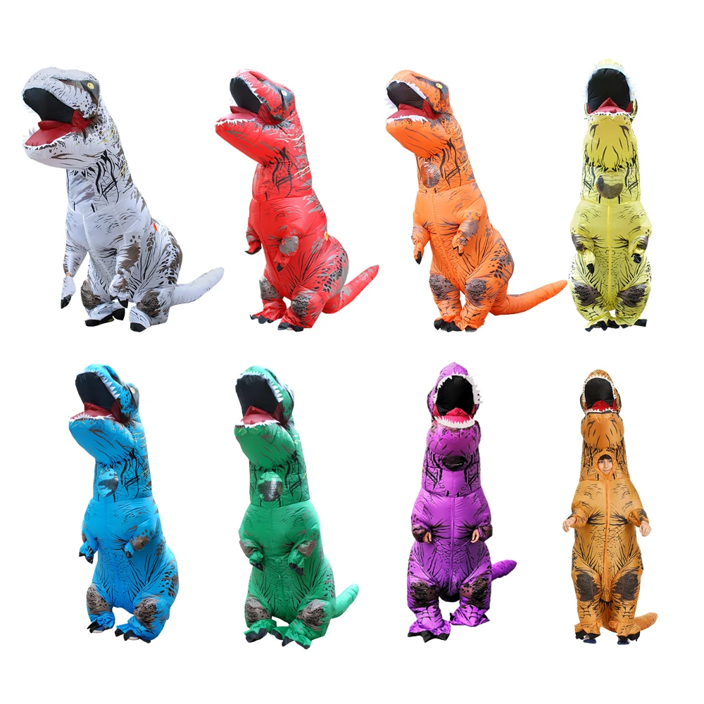 Adult Kids Inflatable Dinosaur Costume T-Rex Cosplay Party Anime Fancy Dress Suit Halloween Costumes for Man Woman