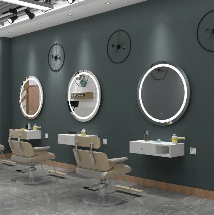 Online celebrity barber shop special mirror cabinet integrated hairdressing with lamp luminous mirror table hair salon photo stu