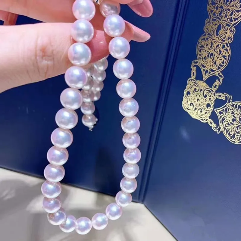 Wholesale  Gorgeous 7-8mm Round White Pearl Necklace 18inch