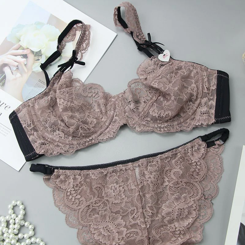 Nouvelle Seamless Ultra-Thin Lace Sexy Womens Underwear Panties and Bra Sets Intimate Noble Young Brassiere For Ladies