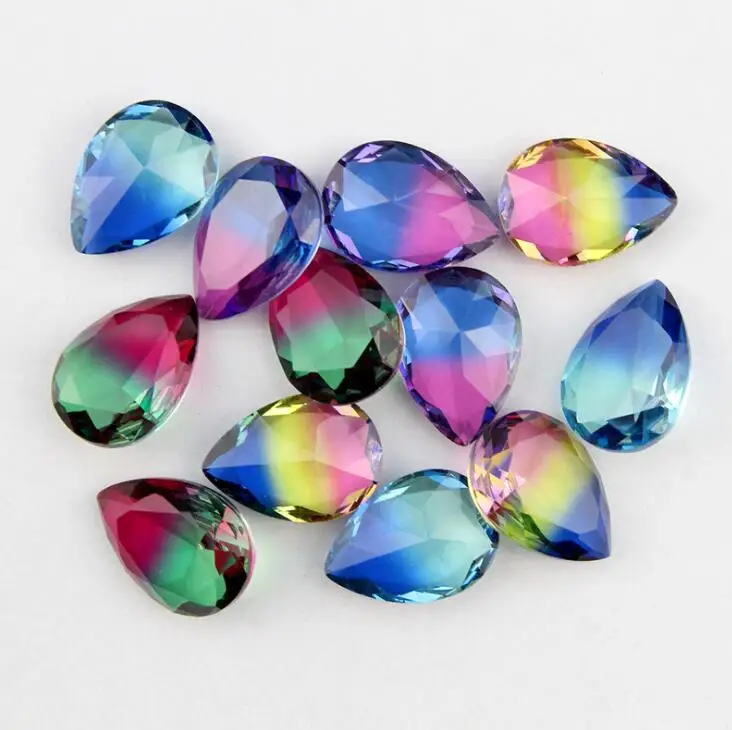 18*25mm teardrop Tourmaline rhinestone pointback rhinestone pear fancystone multicolor color beads for jewelry decoration