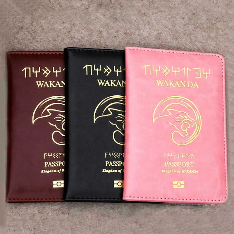 Fahion Wakanda Travel Accessories Gold Stamp Leopard Passport Holder PU Leather Travel Passport Cover Case Card ID Holders