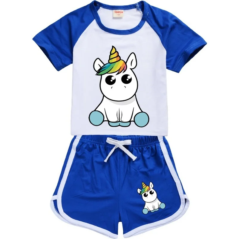 Toddler Girls Summer Short Sleeve Clothes Set unicorn T-shirt+Pants 2 3 4 5 6 7 8 9 10 11 12 13 14 15 16 Years Baby Kids Outfits