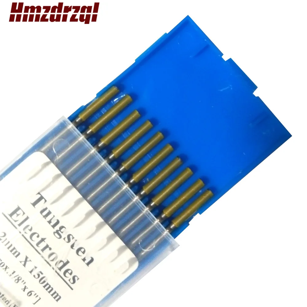 WL15 10 Piece Gold Color 1.0/1.6/2.0/2.4/3.0/3.2/4.0mm*150mm Lanthanated Tungsten Electrode Head Tungsten Needle/Rod For Wel