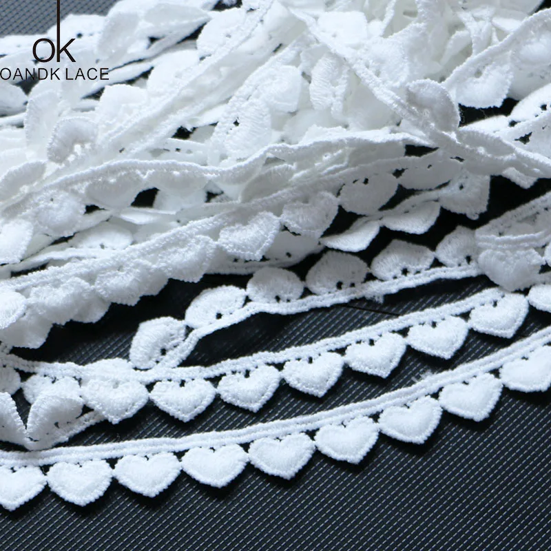 2 yard Heart Shape Cotton Lace Trim White Lace Ribbons Bands DIY Girls' Hair Tie Headband Fabric Sewing Accessories