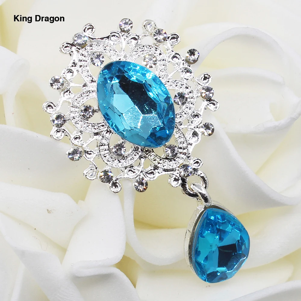 King Dragon ที่มีสีสัน Rhinestone Embellishment ใช้บนแถบคาดศีรษะแบน25มม.* 45มม.5ชิ้น/ล็อตเงินสี KD588