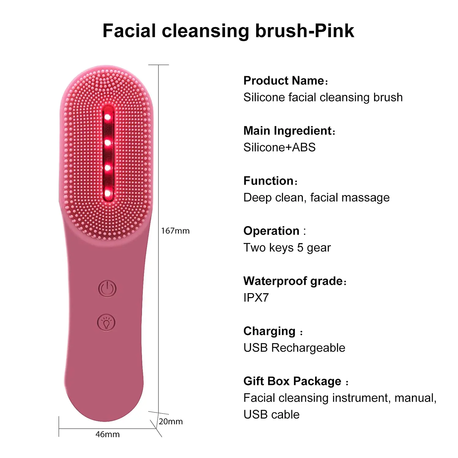 Dispositivo per la cura della pelle strumento per la cura del viso massaggiatore per il viso detergente sonico elettrico in Silicone impermeabile spazzola per la pulizia del viso sbiancamento della pelle