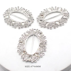 Metal Oval Rhinestone Alloy Buckle 1Pcs/Lot 47*64mm DIY Sewing Accessories Wedding Ribbon Decoration Dinner Rhinestone Buckles