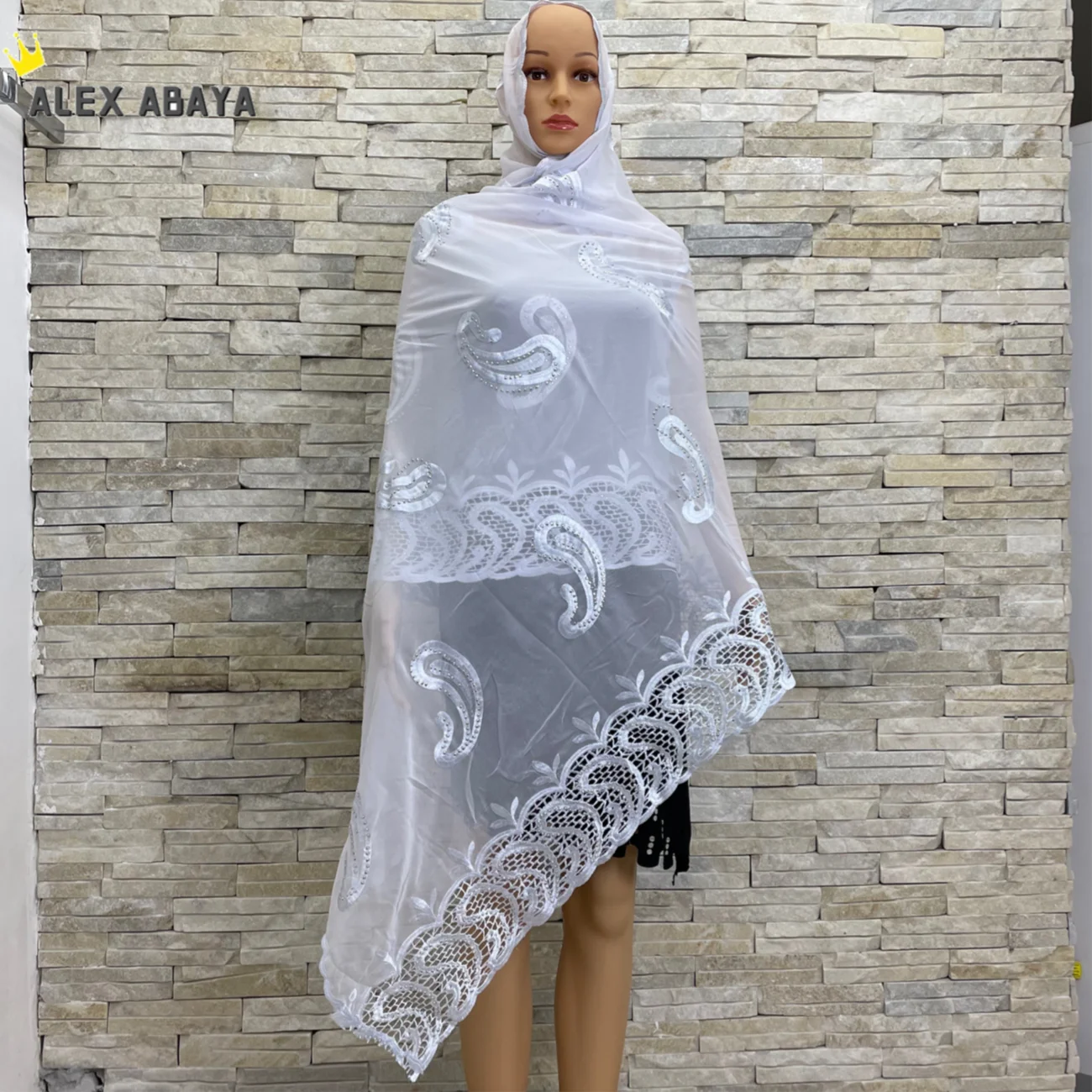 African Chiffon Scarf for Women, Embroidery Muslim Hijab, Economic Scarf, Splicing Design, Free Shipping, New, AL039, 2021