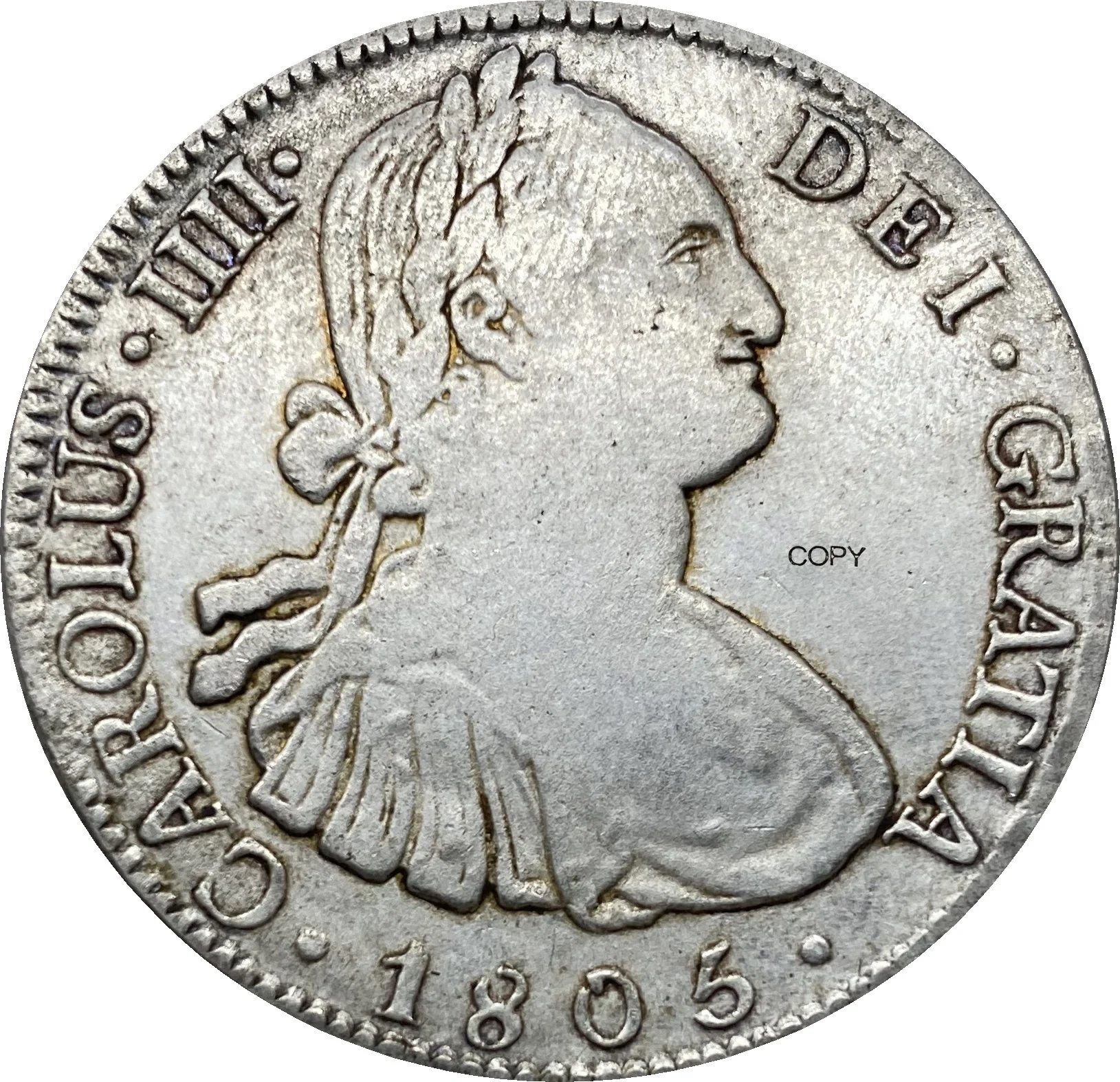 

Mexico Coin 1805 8 Reales Carlos IV Reales Cupronickel Plated Silver Copy Coins
