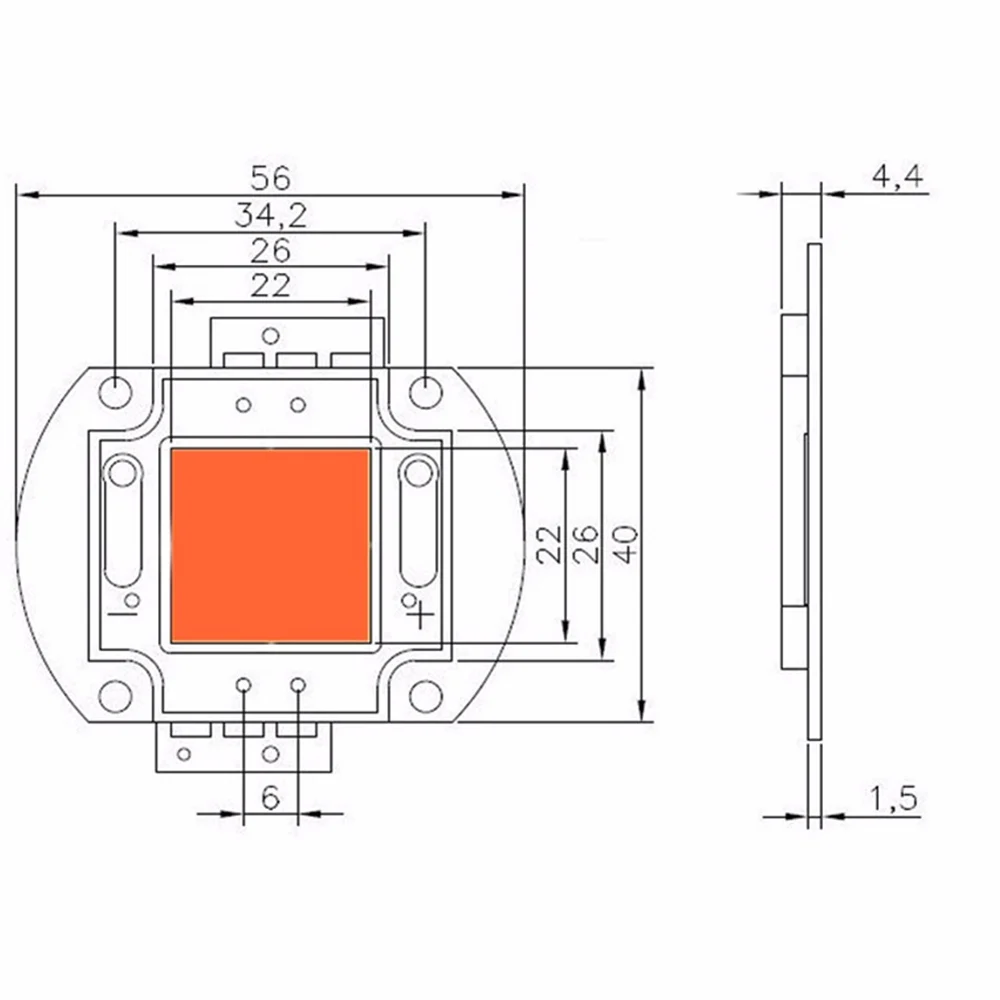 1PCS/LOT  High Power 50W full spectrum 380~840nm SMD 48w LED grow Chip EPISLEDS Light Lamp for Led grow light