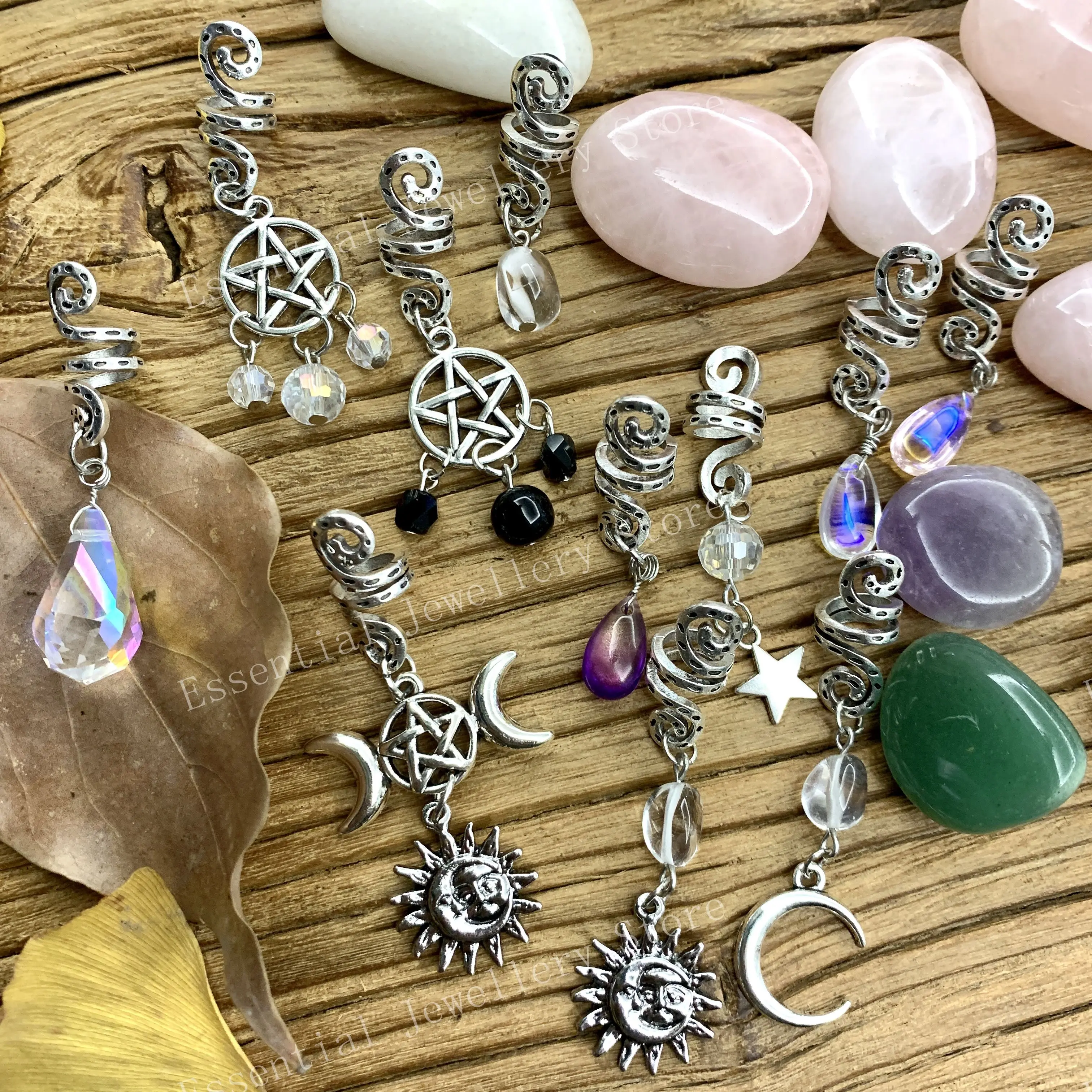 Witch accessories hair beads Crystal ring jewelry pendant quartz dreadlocks universe power gifts