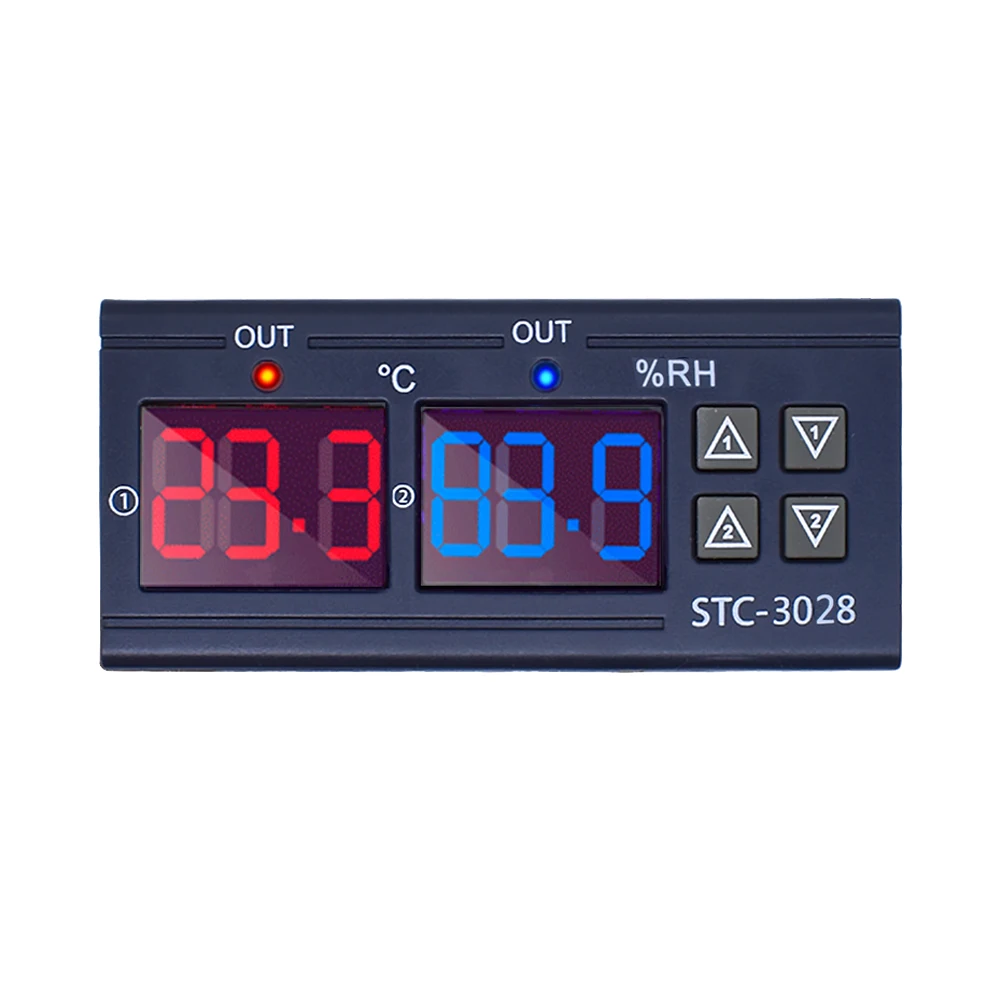 12V 24V 220V 10A STC-3028 Digital Temperature Humidity Meter Thermostat Dual Display Thermometer Hygrometer Adjustable 0~100%RH