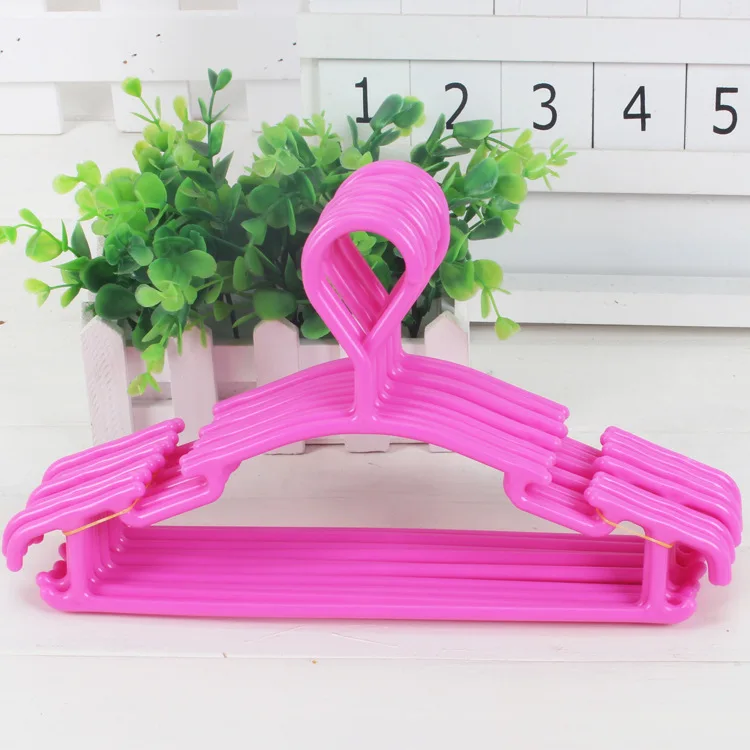 1 PC Children\'s Plastic Baby Child Hanger White Blue Green PInk Yellow Nn-slip Clothes Hanger Bedroom Living Room，27*15cm