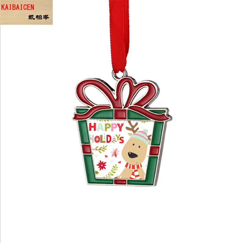 

100SETS Sublimation Blank Metal Pendant Heat Transfer Christmas Tree Hanging Ornaments DIY Blank Heat Transfer Car Pendant