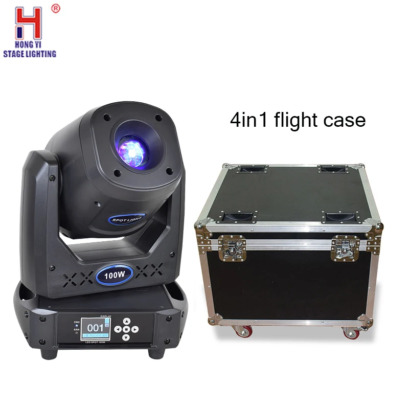 

Lyre 100W Dmx-512 Stage Lighting Led Spot Light Professional Moving Head Lights With 4In1 Flight Case For Club Wedding 4Pcs/Lot