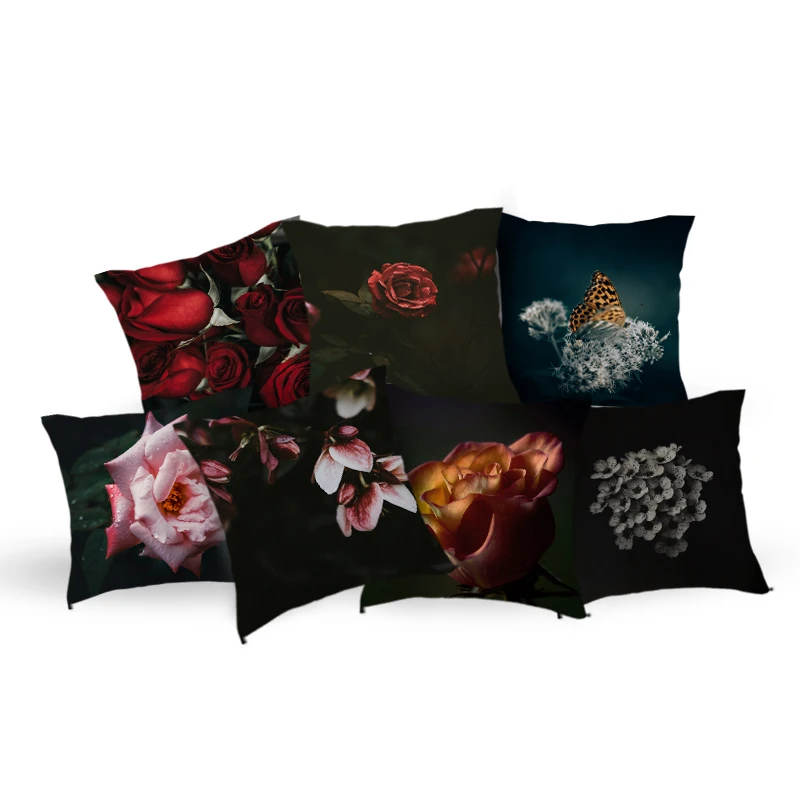 

hot style home black rose peach skin pillowcase car pillowcase sofa cushion cover can be customized