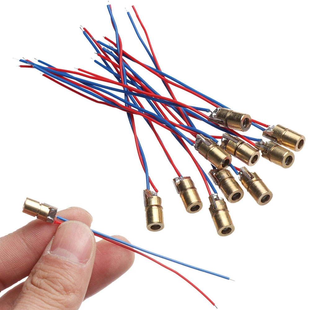 5pcs Adjustable Laser Diode 650nm 6mm 3/5V 5 Million Watt  Red Point Line Laser Diode Module Red Copper Head