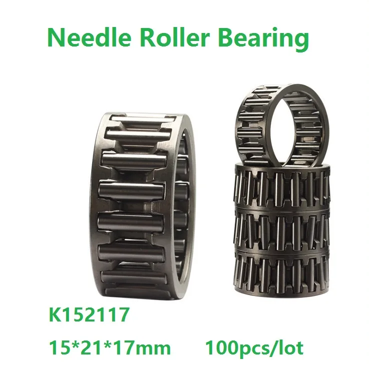 

100pcs/lot K152117 K15X21X17 Needle Roller Bearing 15×21×17mm Radial Needle roller and cage assemblies 15*21*17mm