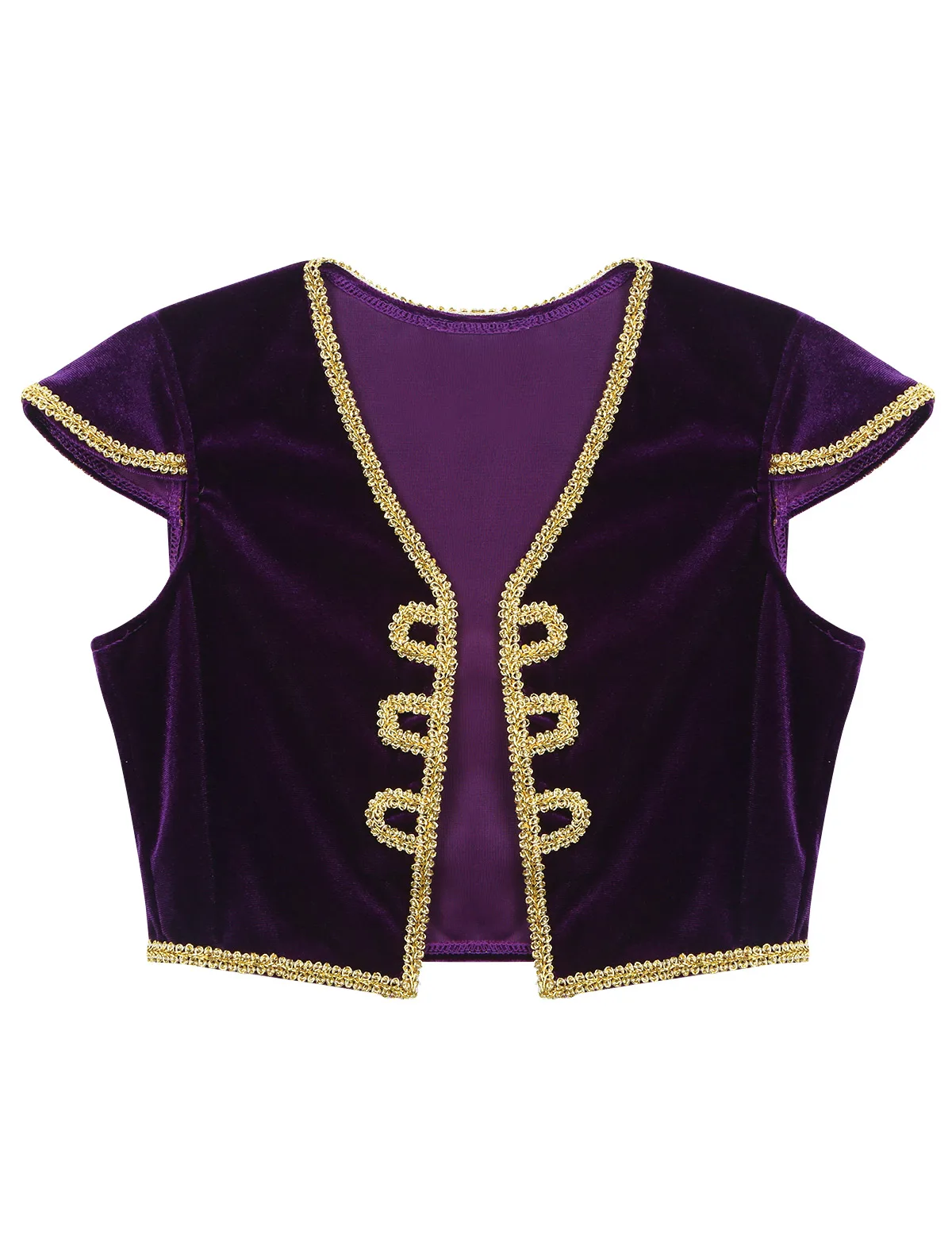 Kids Boys Arabian Prince Halloween Costume Velvet Cap Sleeve Vest Top with Harem Dance Pants Bollywood Stage Performance Sets