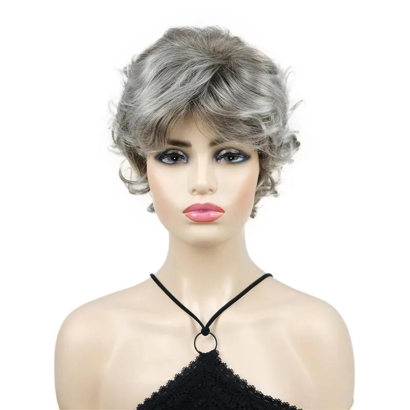 Aimolee Short Layered Shaggy Wavy Hair Synthetic Bob Capless Wigs for Women