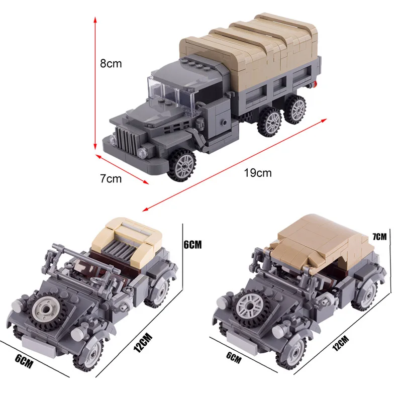 WW2 Building Blocks Car Military Off-road Vehicle Ambulance Antiaircraft Gun Truck Solider Figures Gifts Weapon Gun Toys For Kid