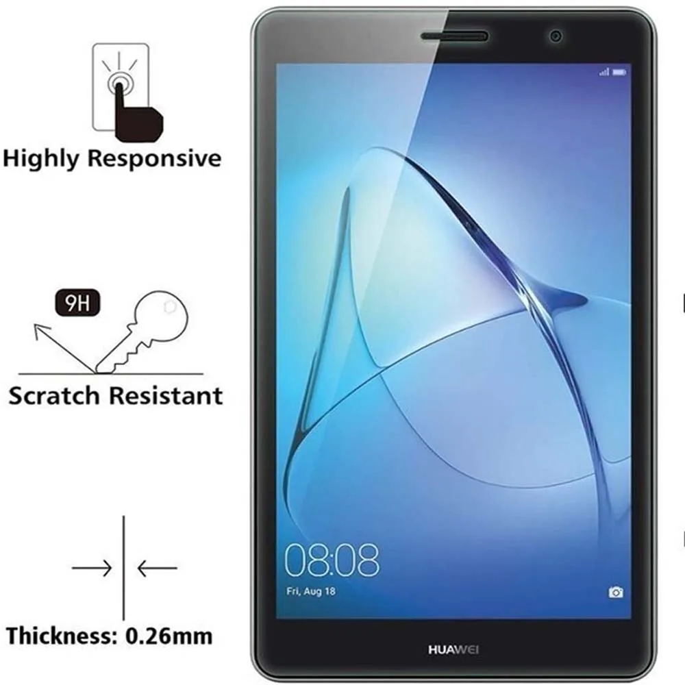2Pcs Tablet Tempered Glass Screen Protector Cover for Huawei MediaPad T3 8.0 Inch Bubble Free HD Eye Protection Film