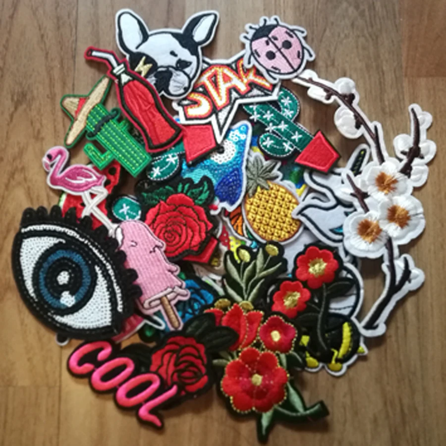 10/20pcs/lot Random Mixed Patch Set Iron Sew On Patches Cartoon Cute Embroidered Applique Patches For Clothes Patch Stickers