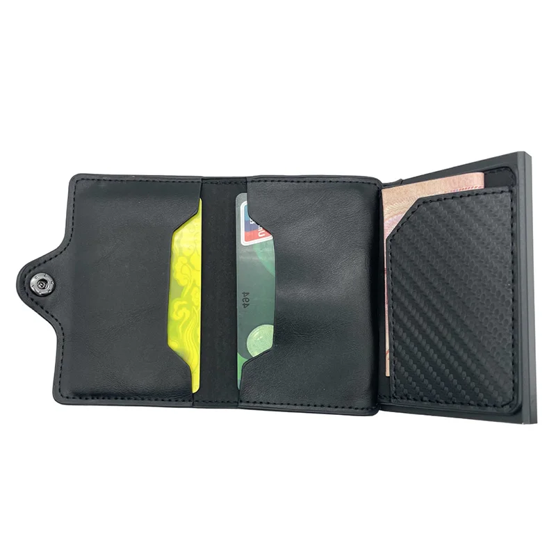 Customized Name Airtag Wallet Zipper Coin Purse RFID Blocking Credit Card Holder Men Leather Wallet Aluminum Case Cards Holder