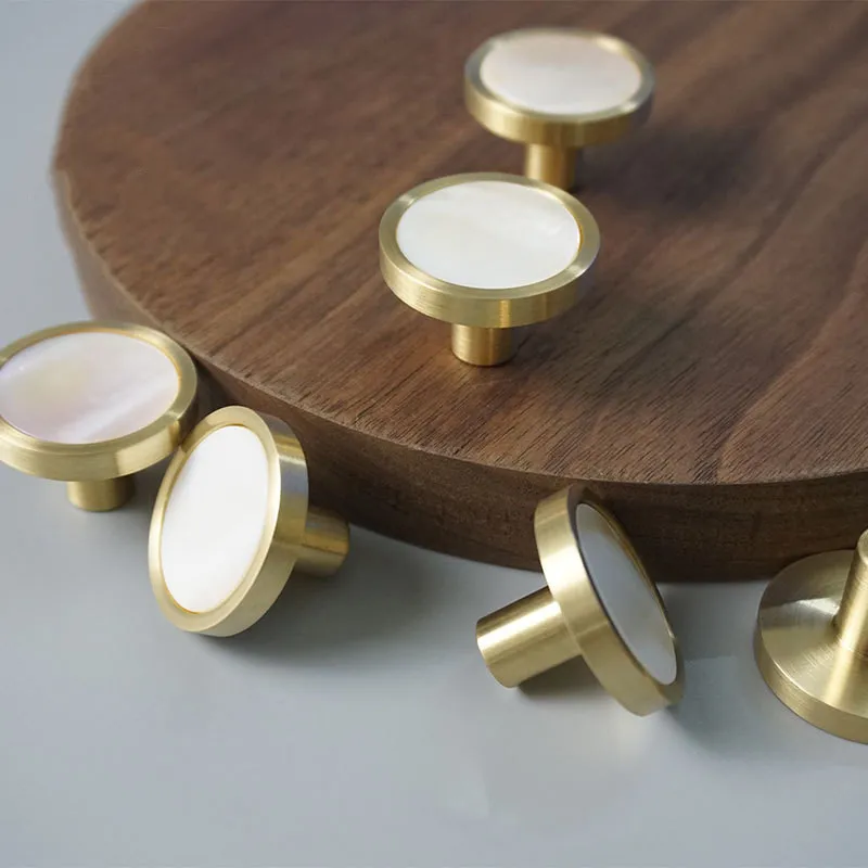 Brass Shell Cabinet Pulls Furniture Drawer Knobs Gold Kitchen Handles for Furniture Cupboard Hardware