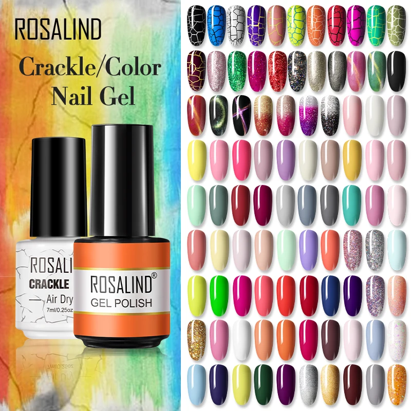 ROSALIND Gel Nail Polish 100 Colors Nail Gel For Design Nails Art 7ml Soak Off Crackle/Neon Luminous Semi Permanent Gel Polish