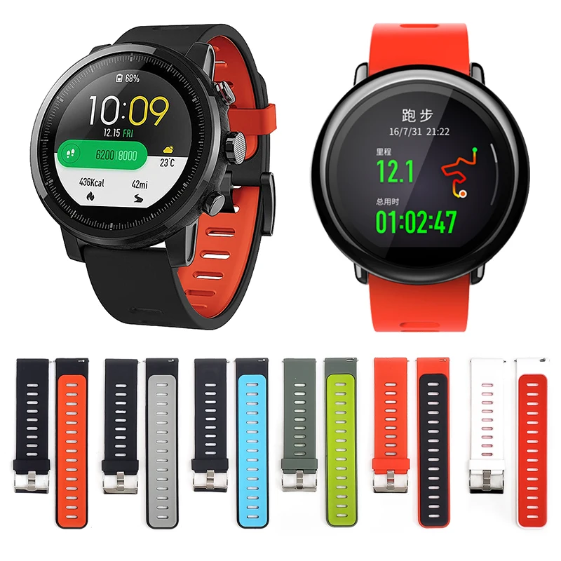 For Original Xiaomi Huami Silicone Wrist Band AMAZFIT Pace / Stratos 2 2S Strap Bracelets for AMAZFIT GTR 47mm Smart Watch bands