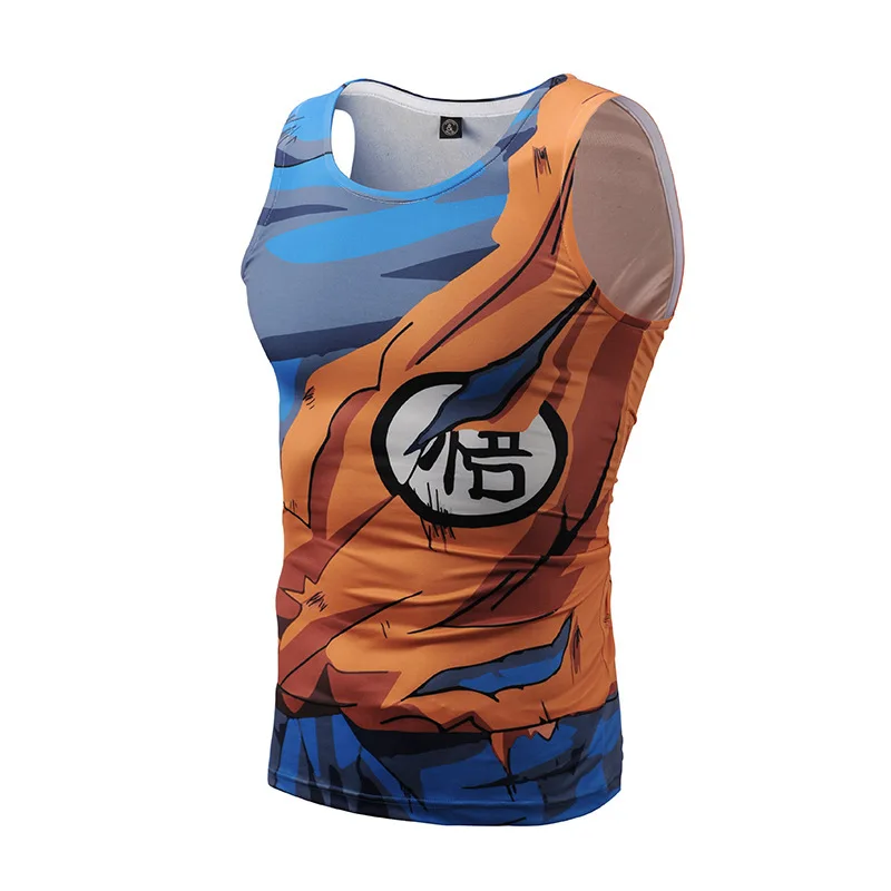 Goku 3D Printed T shirts Men Compression Shirt Comic Cosplay Quick Dry Sports Clothing Fitness Summer Sleeveless Tank Tops Male