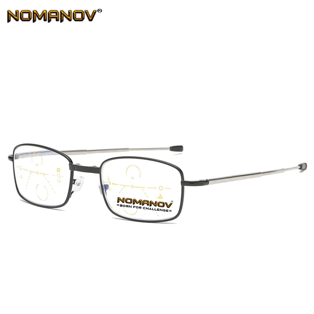 Portable Foldable Frame Telescopic Temple Men Women Progressive Multifocus Reading Glasses Add 75 100 125 150 175 200 to 400