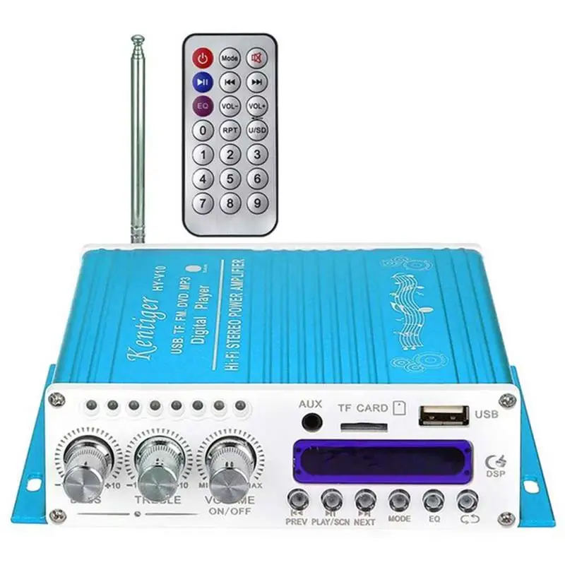 Kentiger V10 Hi-Fi Class-AB Stereo Digital Player Super Bass Bluetooth Amplifier Remote Control Wireless Car Audio Speaker