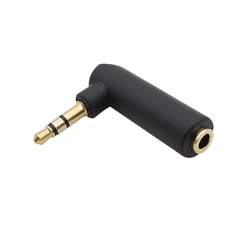 1Pcs Gold-plated Connector 3.5 Jack Right Angle Female to 3.5mm 3 Pole Male Audio Stereo Plug L Shape Adapter Connector