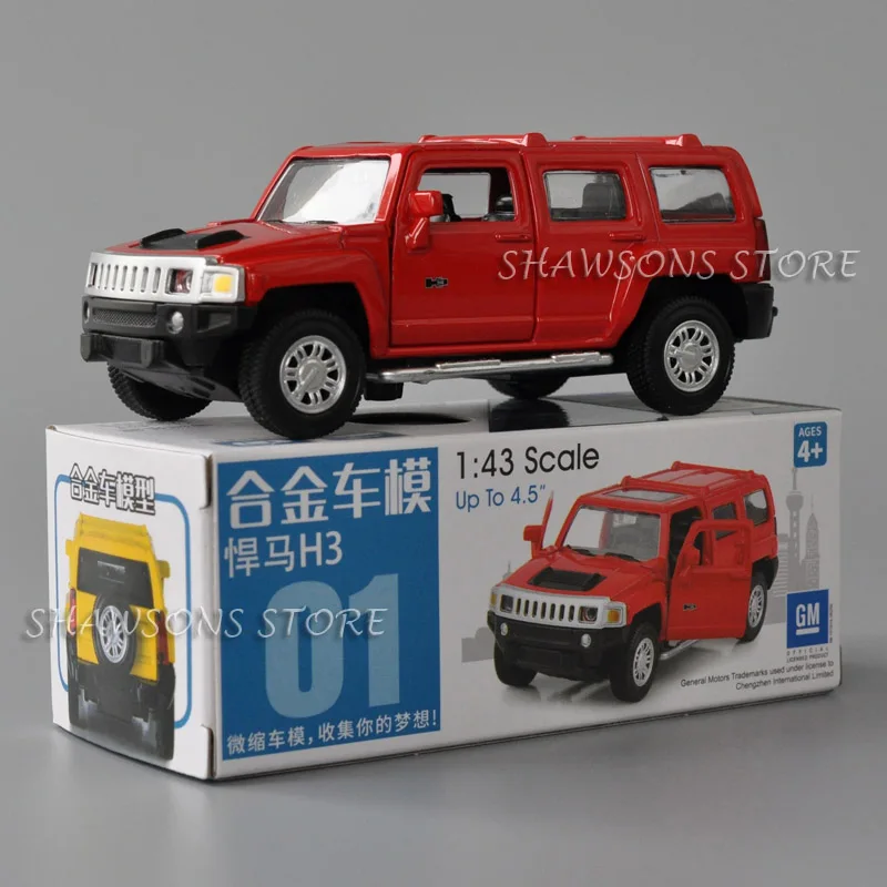 

1:43 Scale Diecast Car Model Toys Hummer H3 SUV Pull Back Miniature Replica Collectible