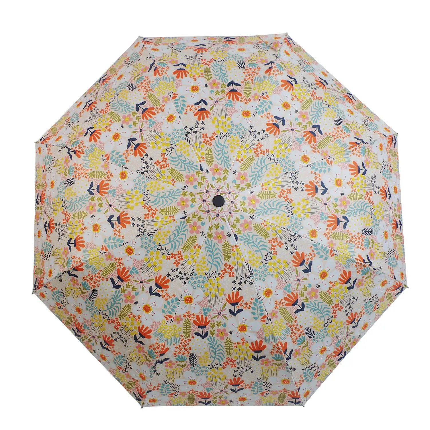 

Rain and sun uv coated comfortable handle three fold umbrella compact sunshade for laddies