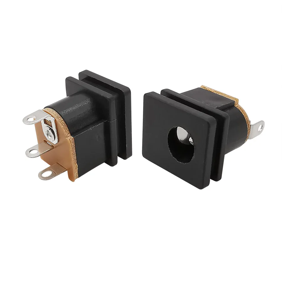 10Pcs DC-015 5.5X2.1mm DC Power Socket Jack Square Panel Mounting 5.5*2.1 mm DC Connector DC015