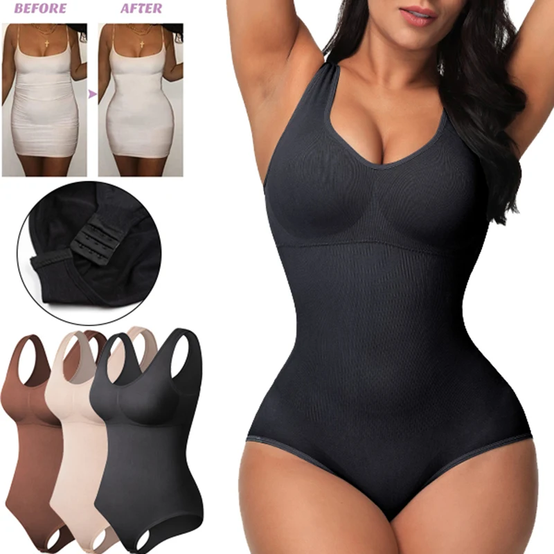 Shapewear Bodysuit Scoop Neck Tank Tops for Women Tummy Control Waist Trainer Vest Full Body Shaper Slimming Underwear Corset