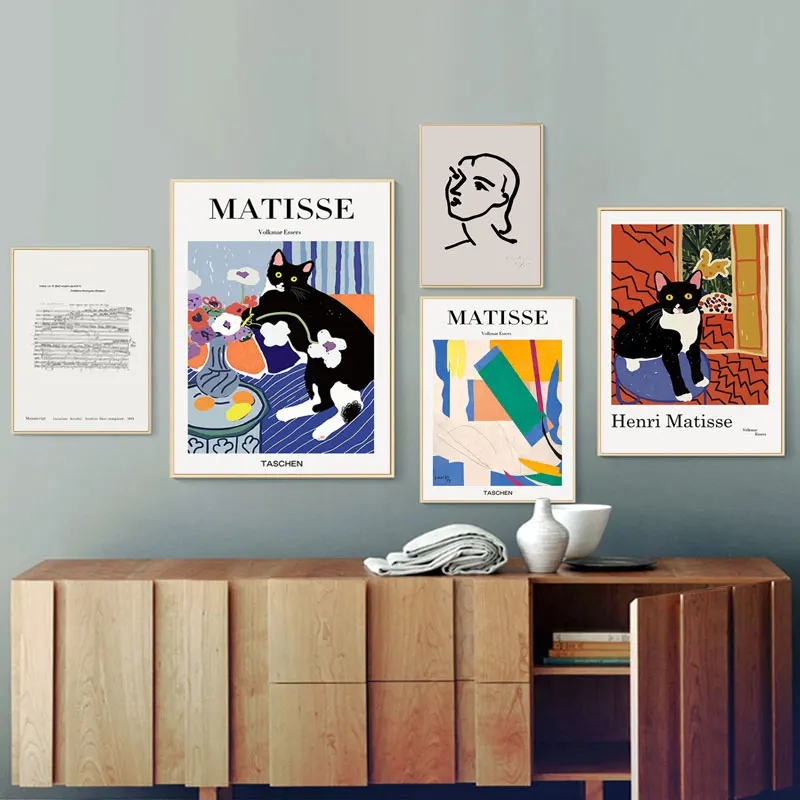 Fauvism Henri Matisse Wall Art Posters Vintage Cats Canvas Painting Lines Figure Print Nordic Pictures for Interior Home Decor