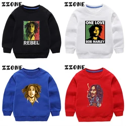 Kids Sweatshirts Jamaica Singer Bob Marley Reggae Rastafari Print Fashion Children Hoodies Baby Pullover Tops Girls Boys Clothes