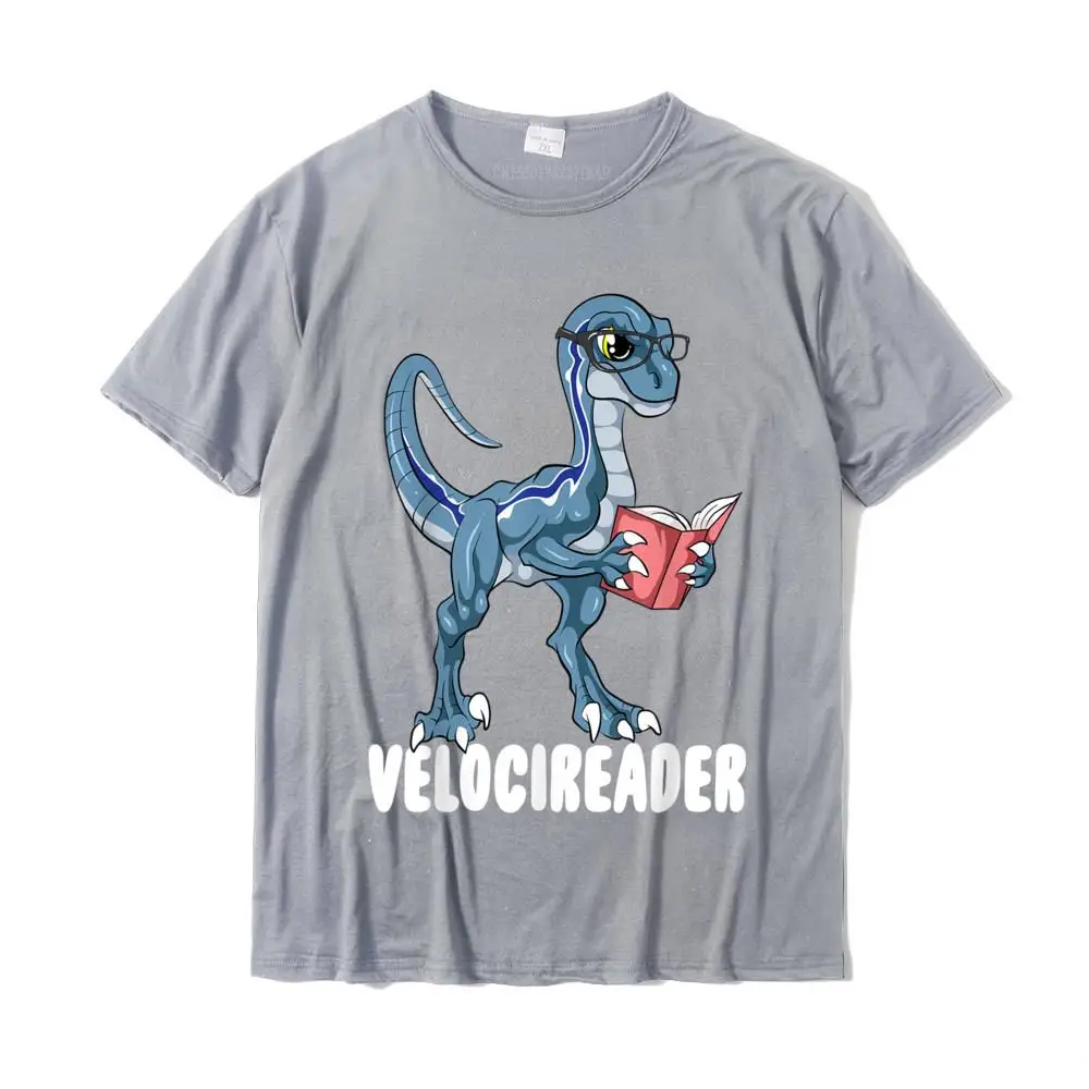 Velocireader Funny Velociraptor Dinosaur Reading Book Lover T-Shirt Casual T-shirts Classic Cotton Men Tops Shirt Personalized